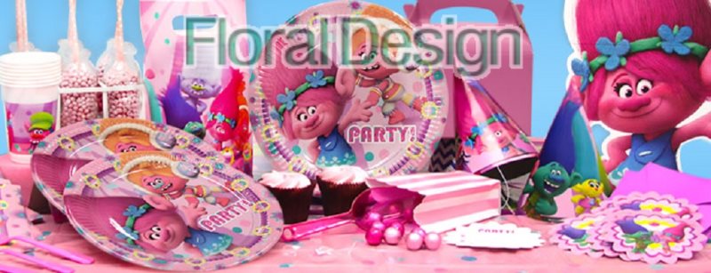 Baner 9 vlajek "Trolls" 230cm plastový