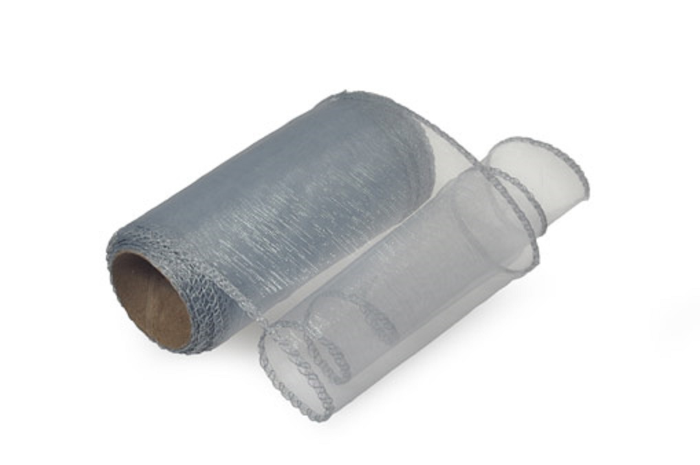 Organza 12cm x 8m ledová stříbrná