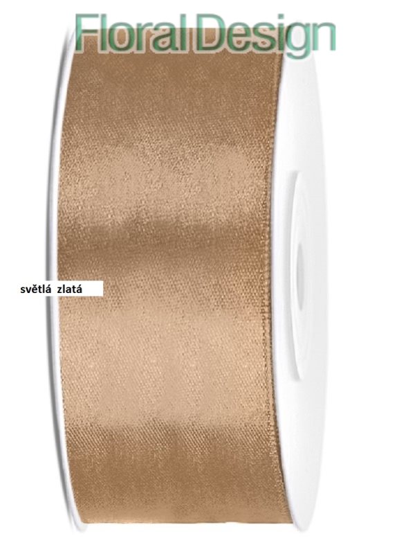 Stuha satén 38mm x 25m světlá zlatá