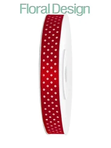 Stuha satén / puntík 12mm x 25m červená