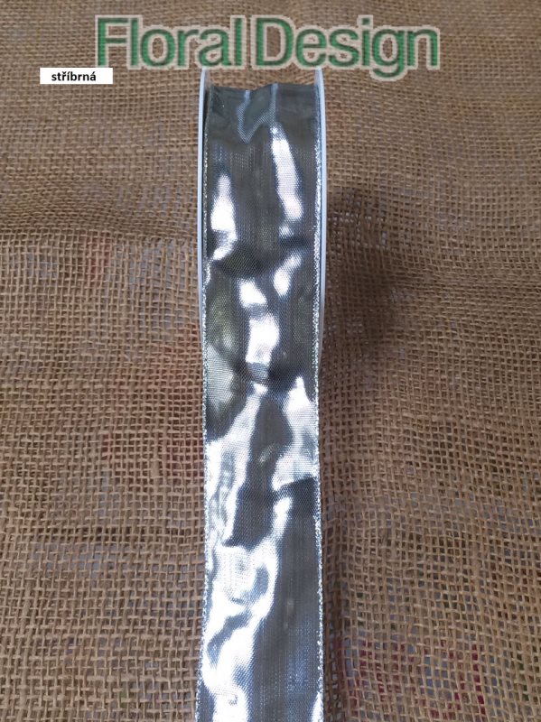 Stuha metal s drátkem 40mm x 25m stříbrná