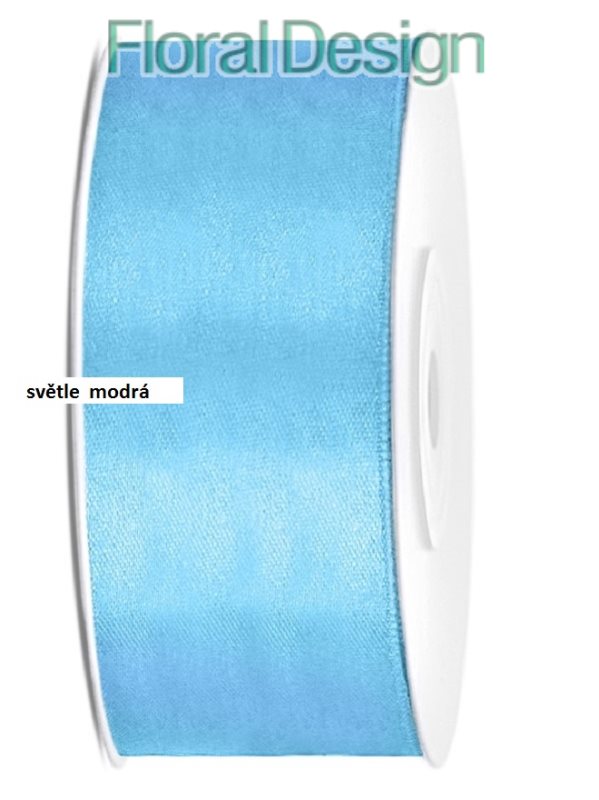 Stuha satén 25mm x 25m světle modrá