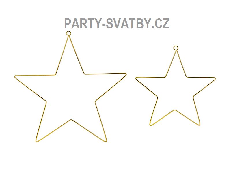 Hvězda metal zlatá 2 ks (28cm, 20cm)
