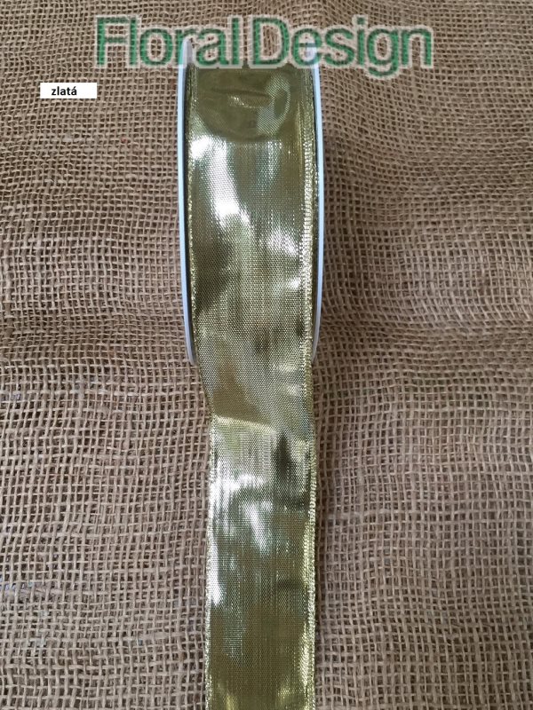 Stuha metal s drátkem 40mm x 25m zlatá