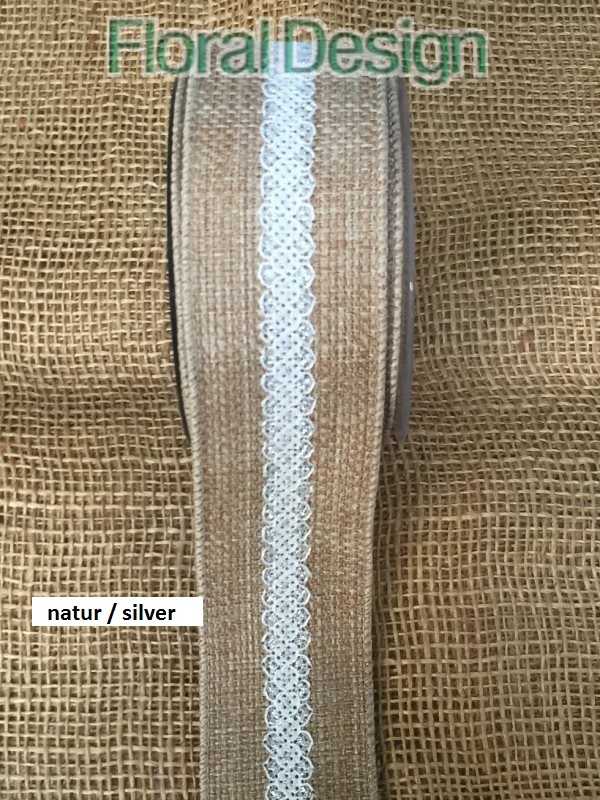Stuha juta 50mm x 10m natur / white