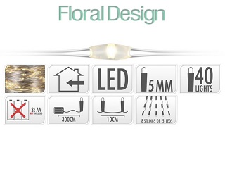 LED řetěz 40 diod studená bílá
