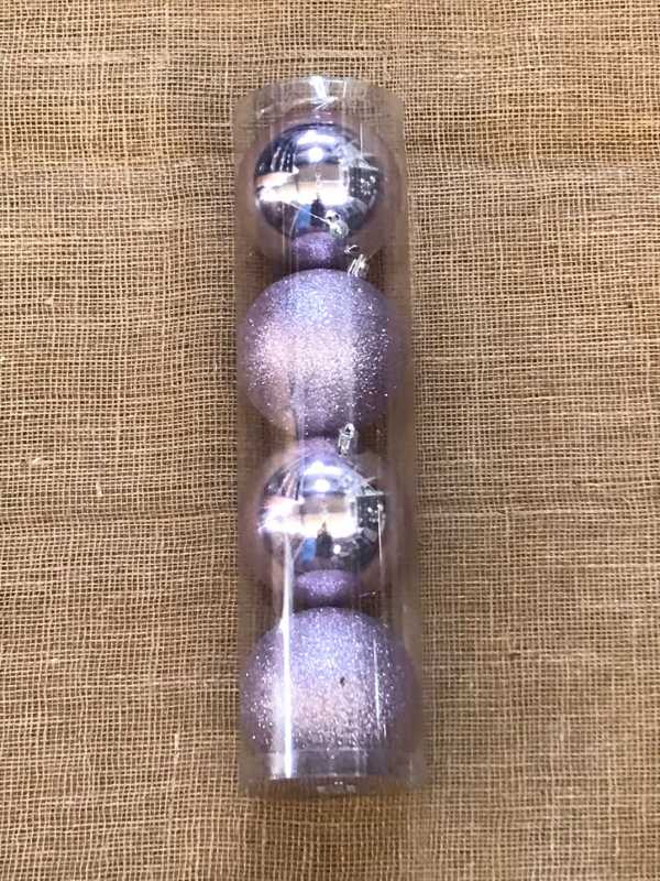 Vánoční koule plast 10 cm, 4ks lila
