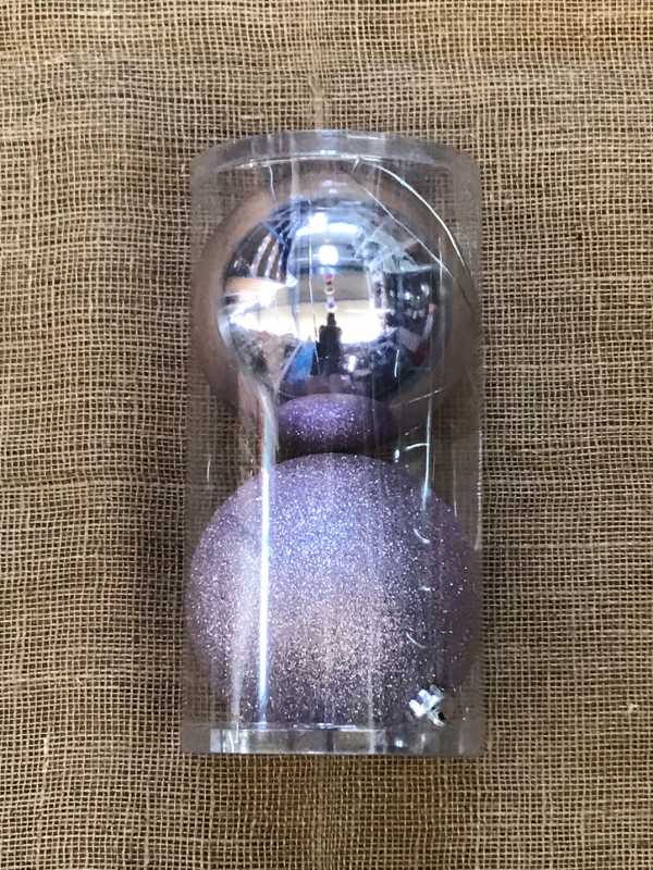 Vánoční koule plast 14 cm, 2ks lila