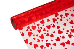 Organza 39cm x 8m červená srdce plné