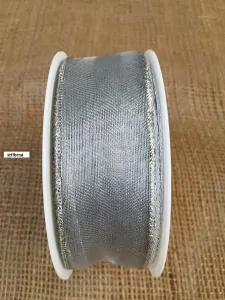 Stuha 40mm x 25m stříbrná s okrajem stříbrným
