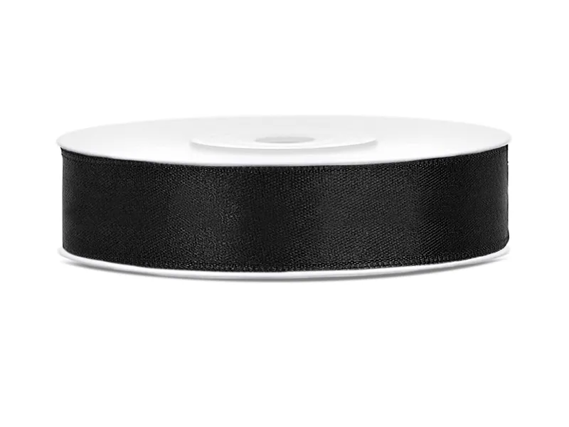 Stuha satén 12mm x 25m černá