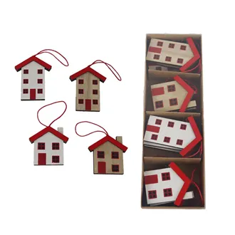 Domeček dřevěný závěsný 4,5 x 0,6cm natur 12 ks