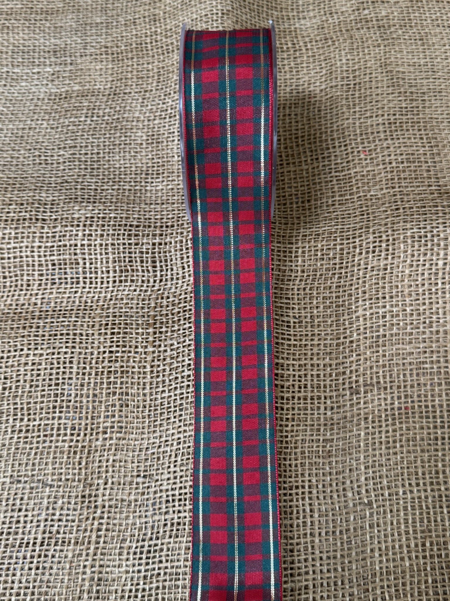 Stuha 40mm x 15m kostička červená / zelená / zlatá