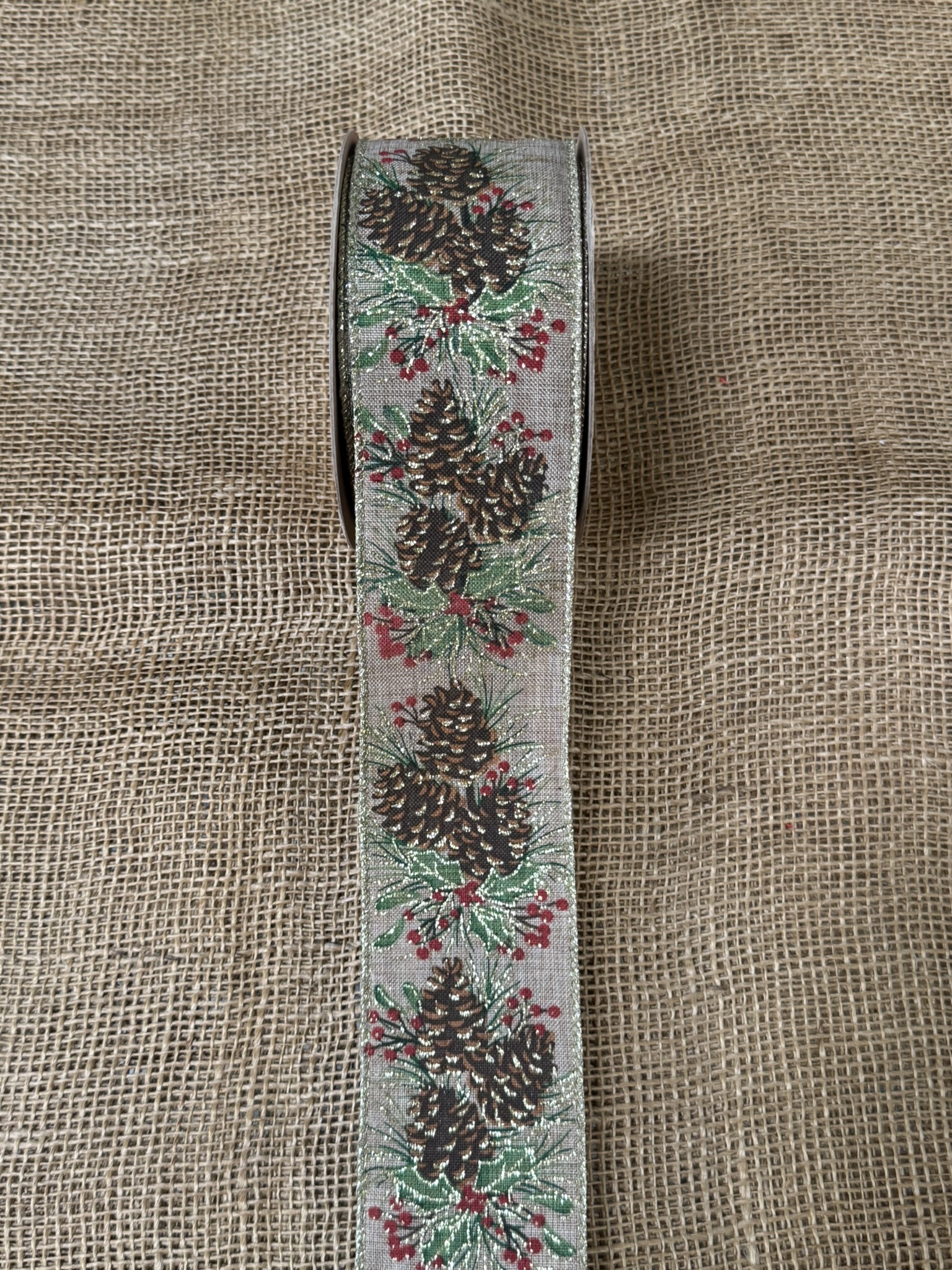 Stuha Šišky 60mm x 10m natur
