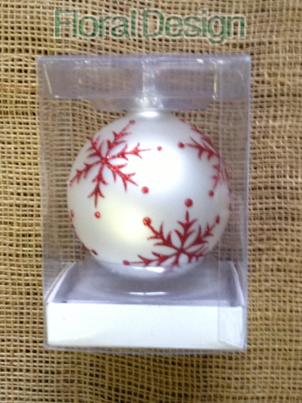 Vánoční koule sklo 8 cm / červený glitter