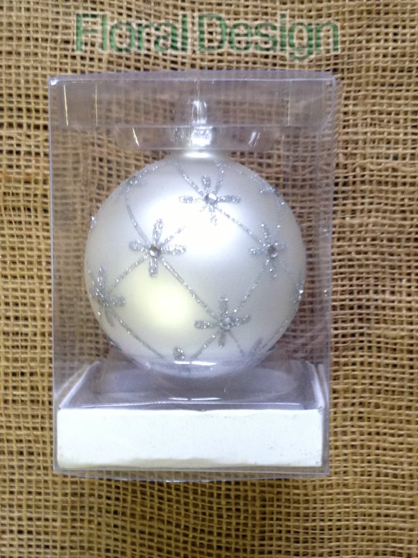 Vánoční koule sklo 8 cm / stříbrný glitter