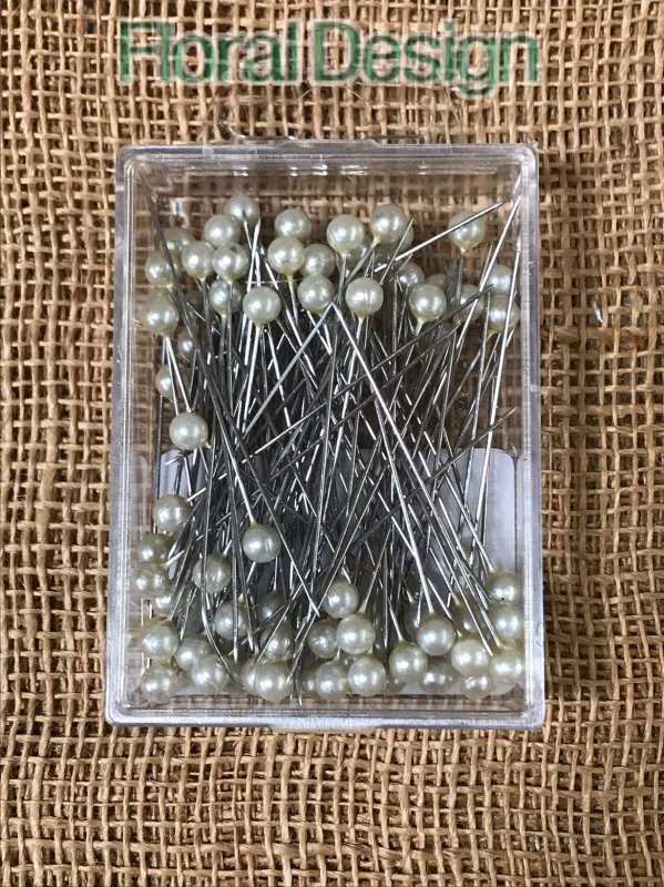 Perličky 6mm na špendlíku 65mm cream 100 ks 