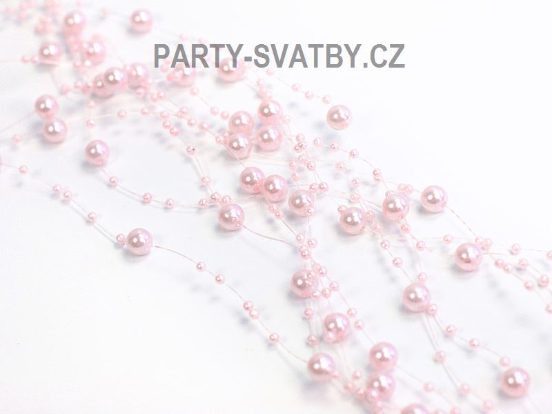 Gerlanda / perličky 130cm světle růžová 5ks