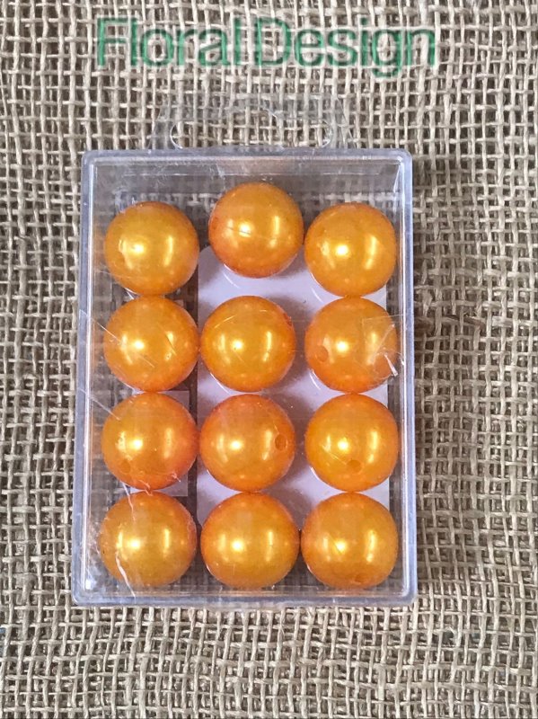 Perličky 20mm oranžová 12ks