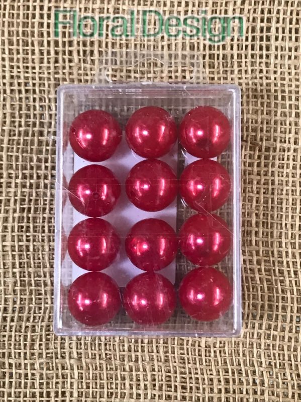 Perličky 20mm červená 12ks