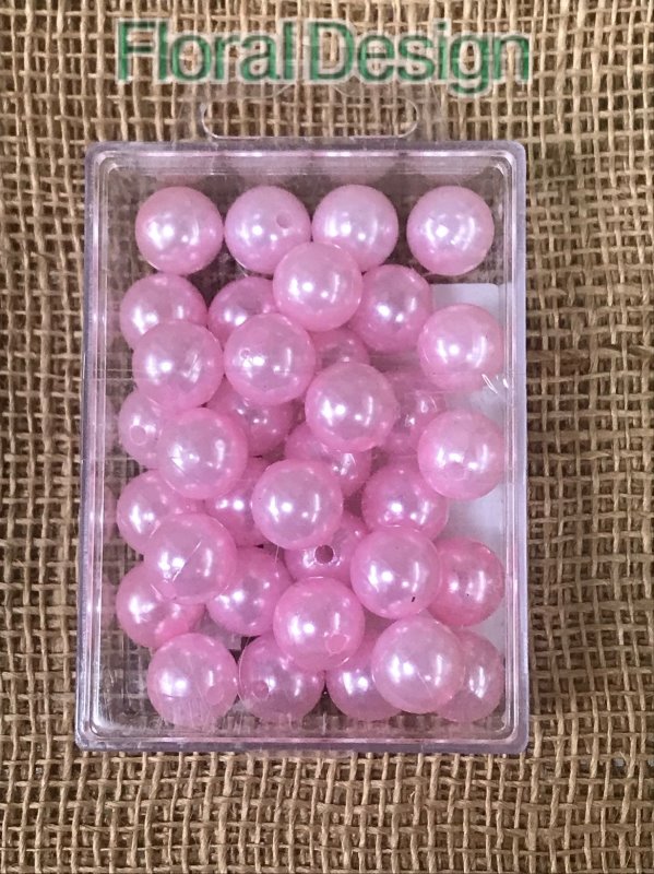 Perličky 14mm růžová 35ks