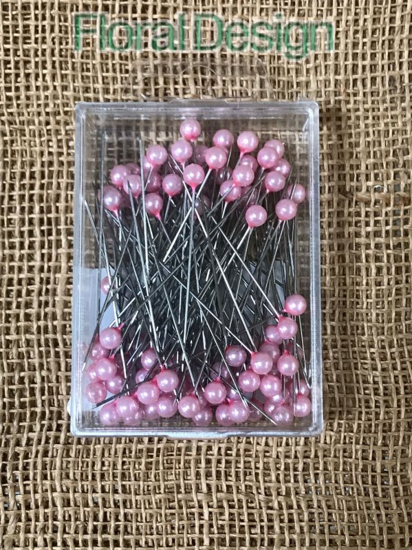 Perličky 6mm na špendlíku 65mm světle růžová  100ks