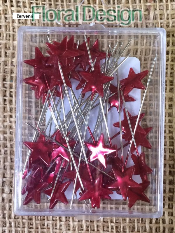 Špendlík / Hvězdička 40 ks červená