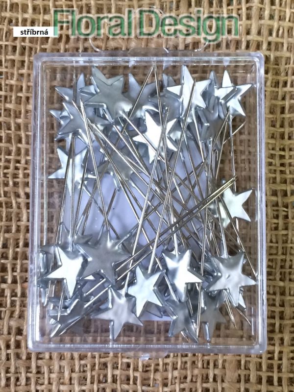 Špendlík / Hvězdička 40 ks stříbrná
