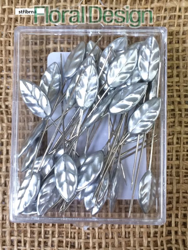 Špendlík / lístek 40 ks stříbrná