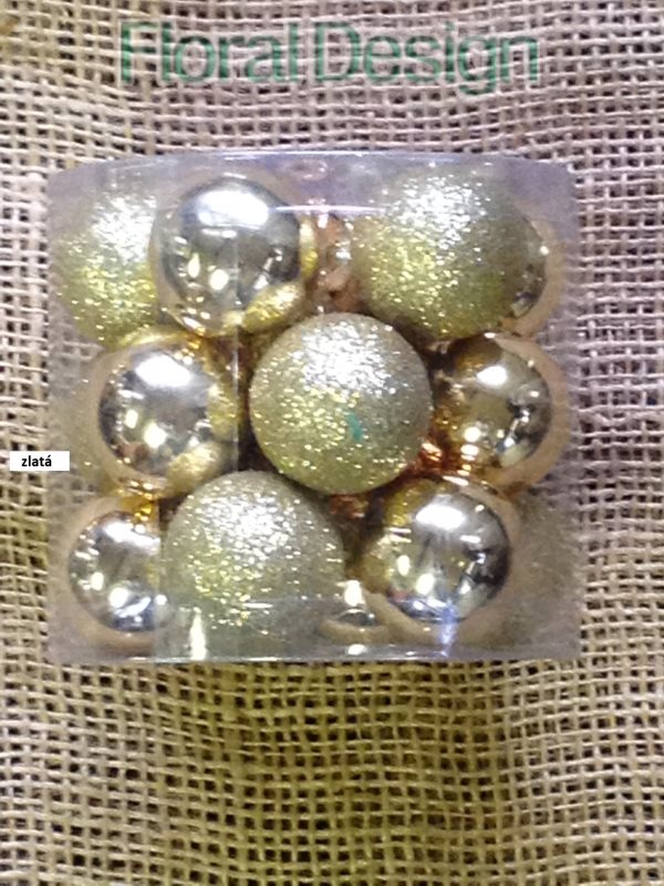 Vánoční koule sklo 3 cm, 18ks zlatá