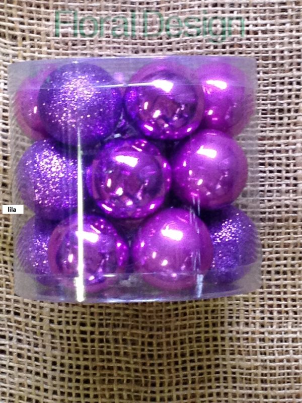 Vánoční koule sklo 3 cm, 18ks fialová