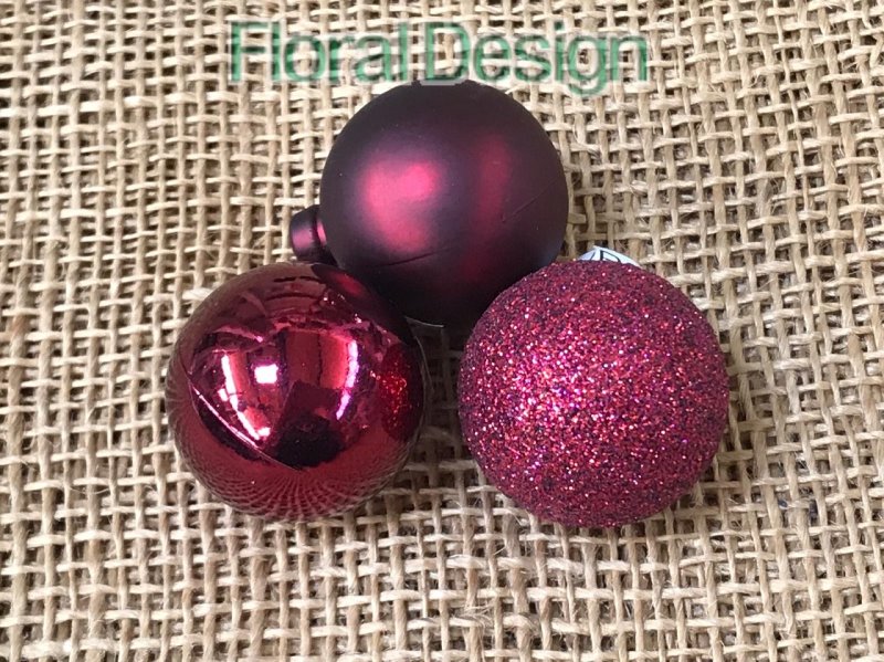 Vánoční koule plast 3 cm, 18ks bordó