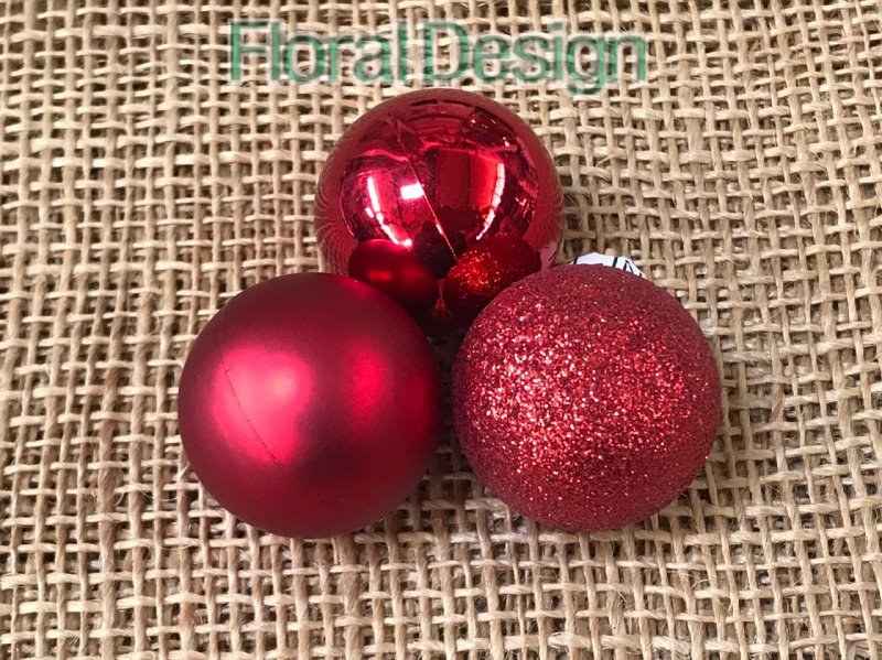 Vánoční koule plast 7 cm, 9ks červená