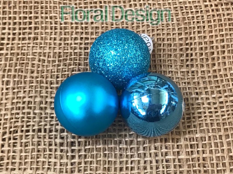 Vánoční koule plast 7 cm, 9ks tyrkys