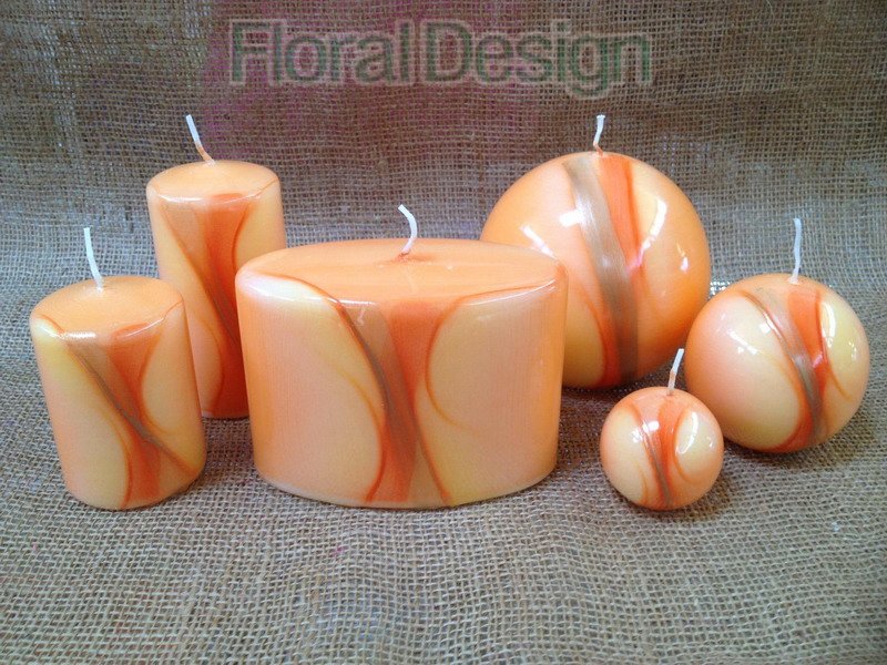 Svíčka Linea koule 12cm oranžová