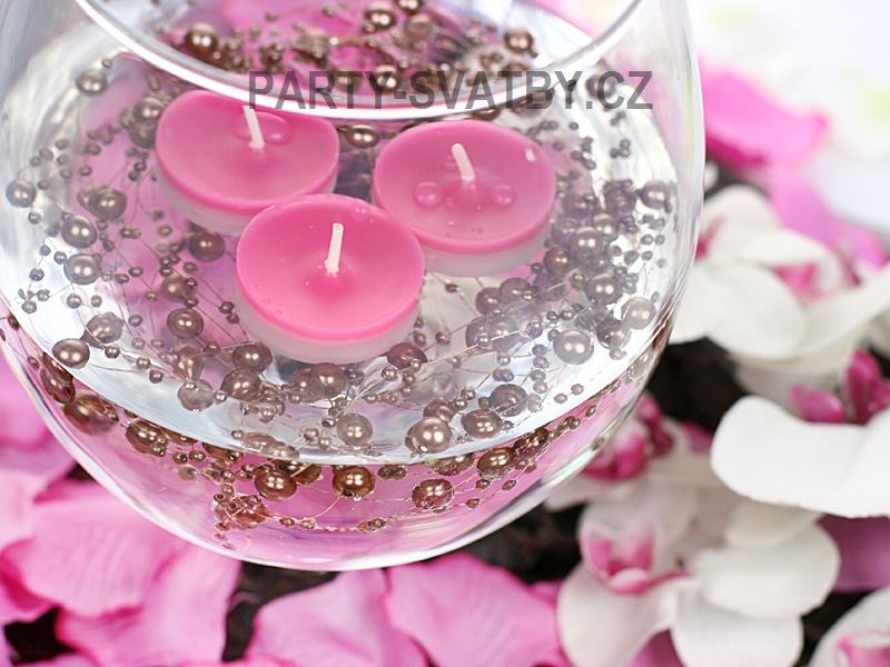 Gerlanda / perličky 130cm světle růžová 5ks